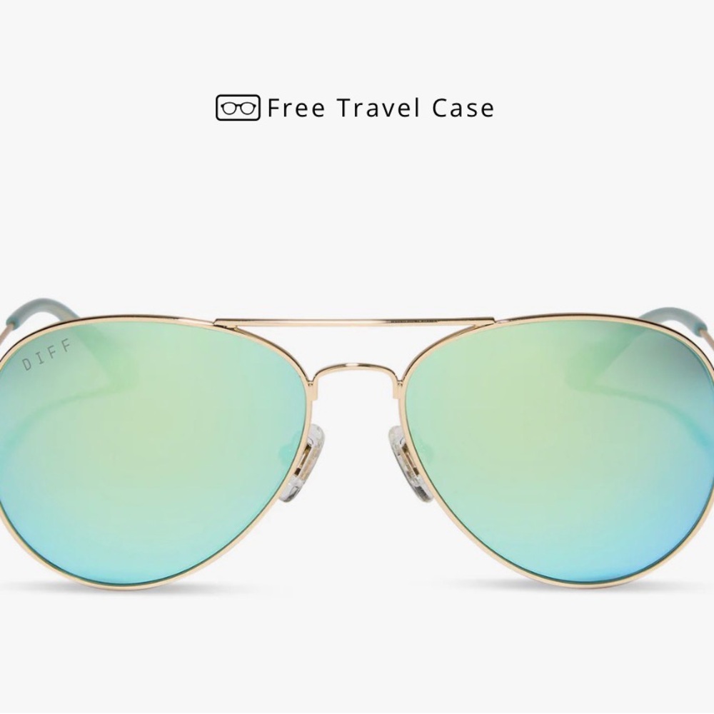 Diff Eyewear Gold Aviators with Teal Lenses